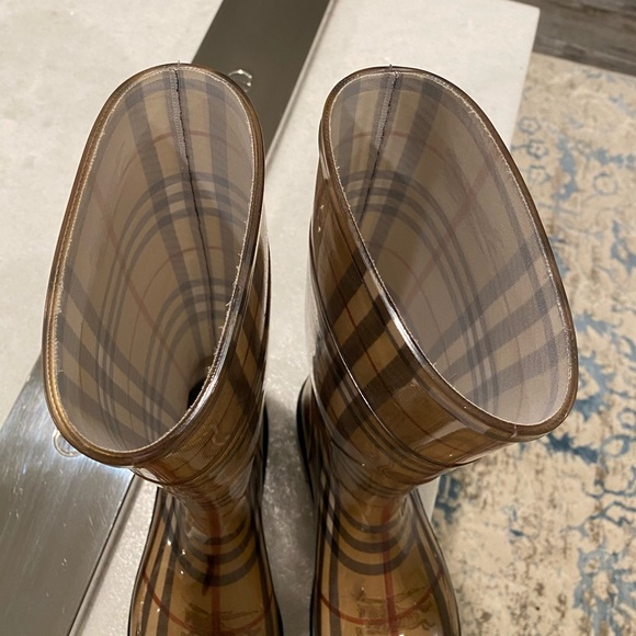 Womans burberry Haymarket Rain Boots Leather - Picture 5 of 6